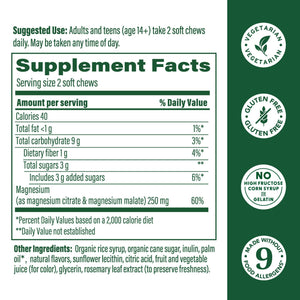 MegaFood Relax + Calm Magnesium Supplement - Soft Chews with Magnesium Citrate & Malate for Heart Health, Muscle Tension & More - Vegetarian - Grape-Flavor - 30 Chews (15 Servings) (Pack of 2)