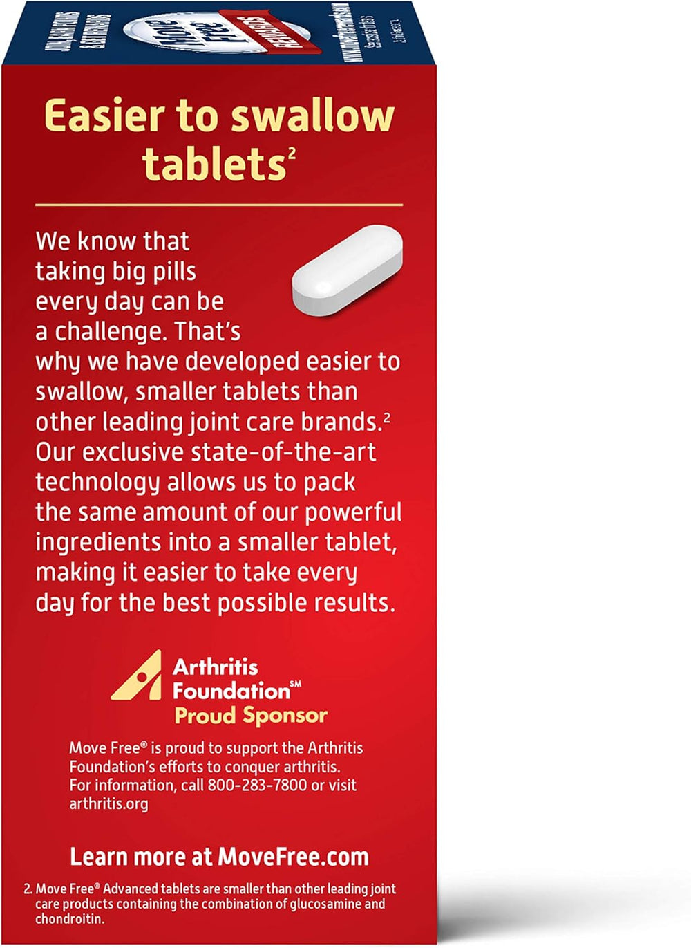 Move Free Advanced Glucosamine Chondroitin + Calcium Fructoborate Joint Support Supplement, Supports Mobility Comfort Strength Flexibility & Bone - 80 Tablets (40 servings)*