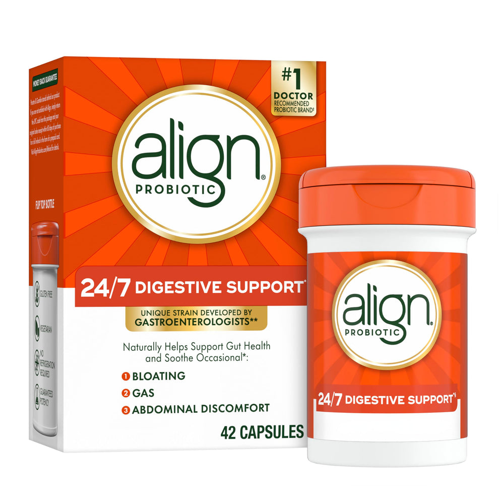 Align Probiotic, 24/7 Digestive Support*§, Probiotics for Women and Men, Probiotics for Digestive Health, Men and Womens Probiotic Capsules Help Relieve Occasional Bloating & Gas*, 42 Capsules