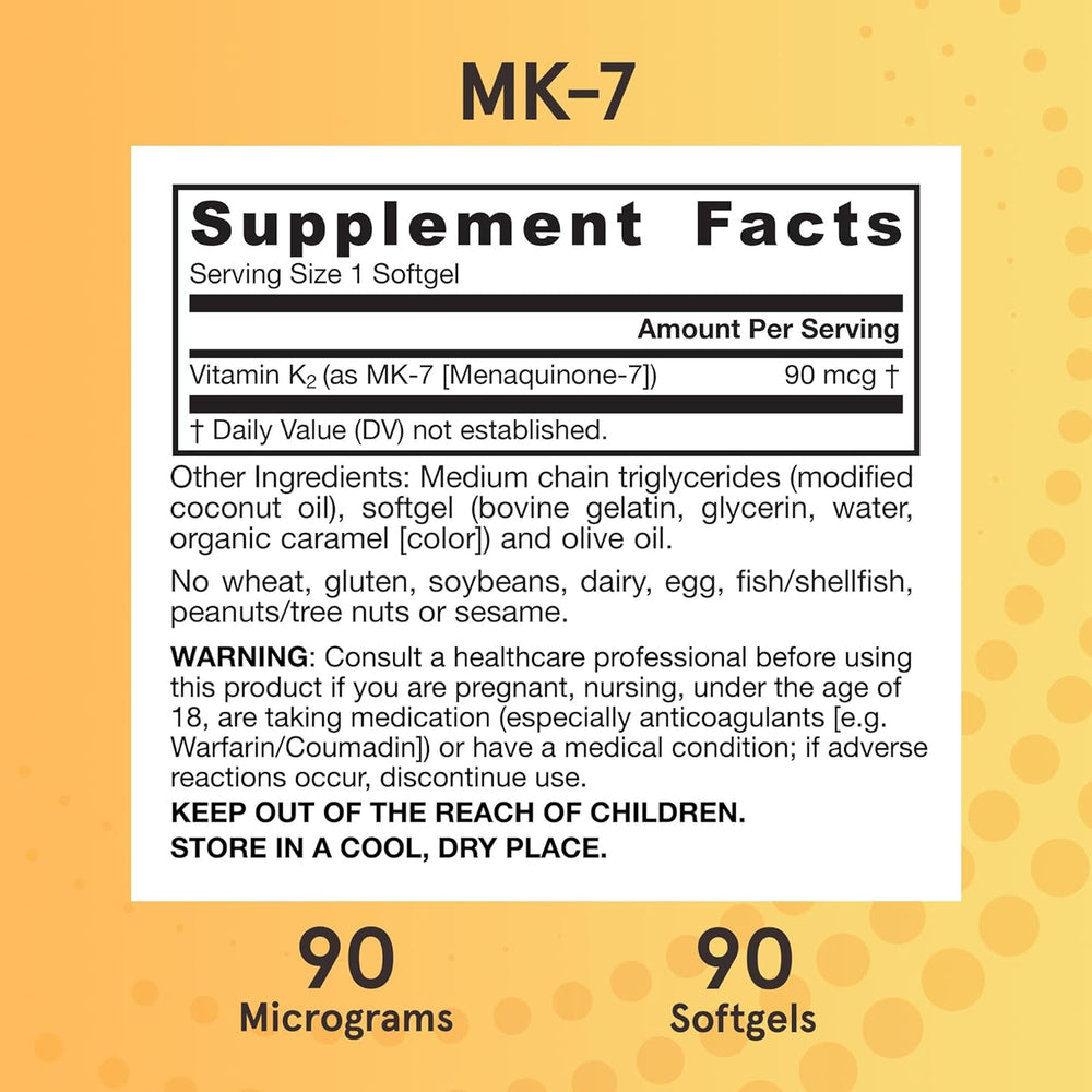 Jarrow Formulas MK-7 90 mcg - Bioactive Form of Vitamin K2-90 Servings (Softgels) - for Bone & Cardiovascular Health - Vitamin K2 MK-7 Dietary Supplement - Gluten Free