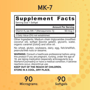Jarrow Formulas MK-7 90 mcg - Bioactive Form of Vitamin K2-90 Servings (Softgels) - for Bone & Cardiovascular Health - Vitamin K2 MK-7 Dietary Supplement - Gluten Free