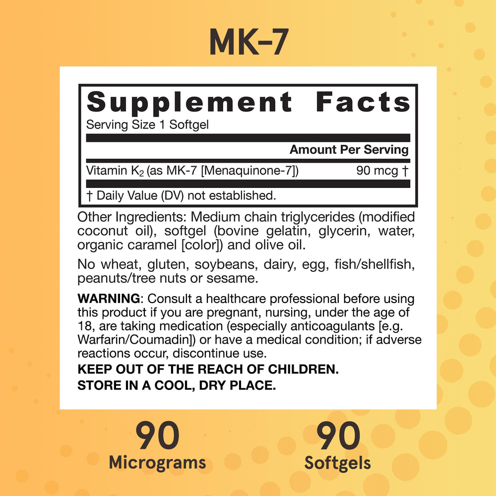 Jarrow Formulas MK-7 90 mcg - Bioactive Form of Vitamin K2-120 Servings (Softgels) - for Bone & Cardiovascular Health - Vitamin K2 MK-7 Dietary Supplement - Gluten Free