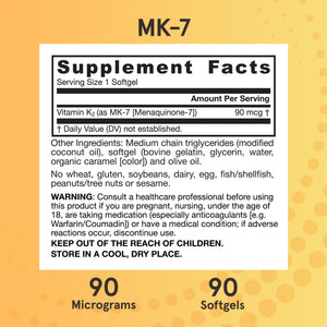 Jarrow Formulas MK-7 90 mcg - Bioactive Form of Vitamin K2-120 Servings (Softgels) - for Bone & Cardiovascular Health - Vitamin K2 MK-7 Dietary Supplement - Gluten Free