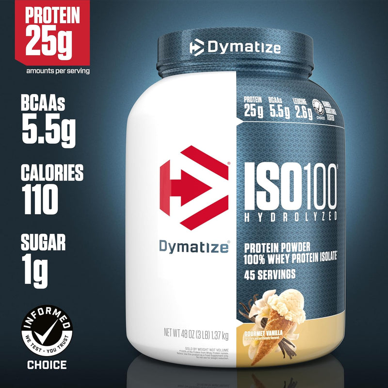 Dymatize ISO 100 Whey Protein Powder Isolate, Gourmet Vanilla (45 Servings)