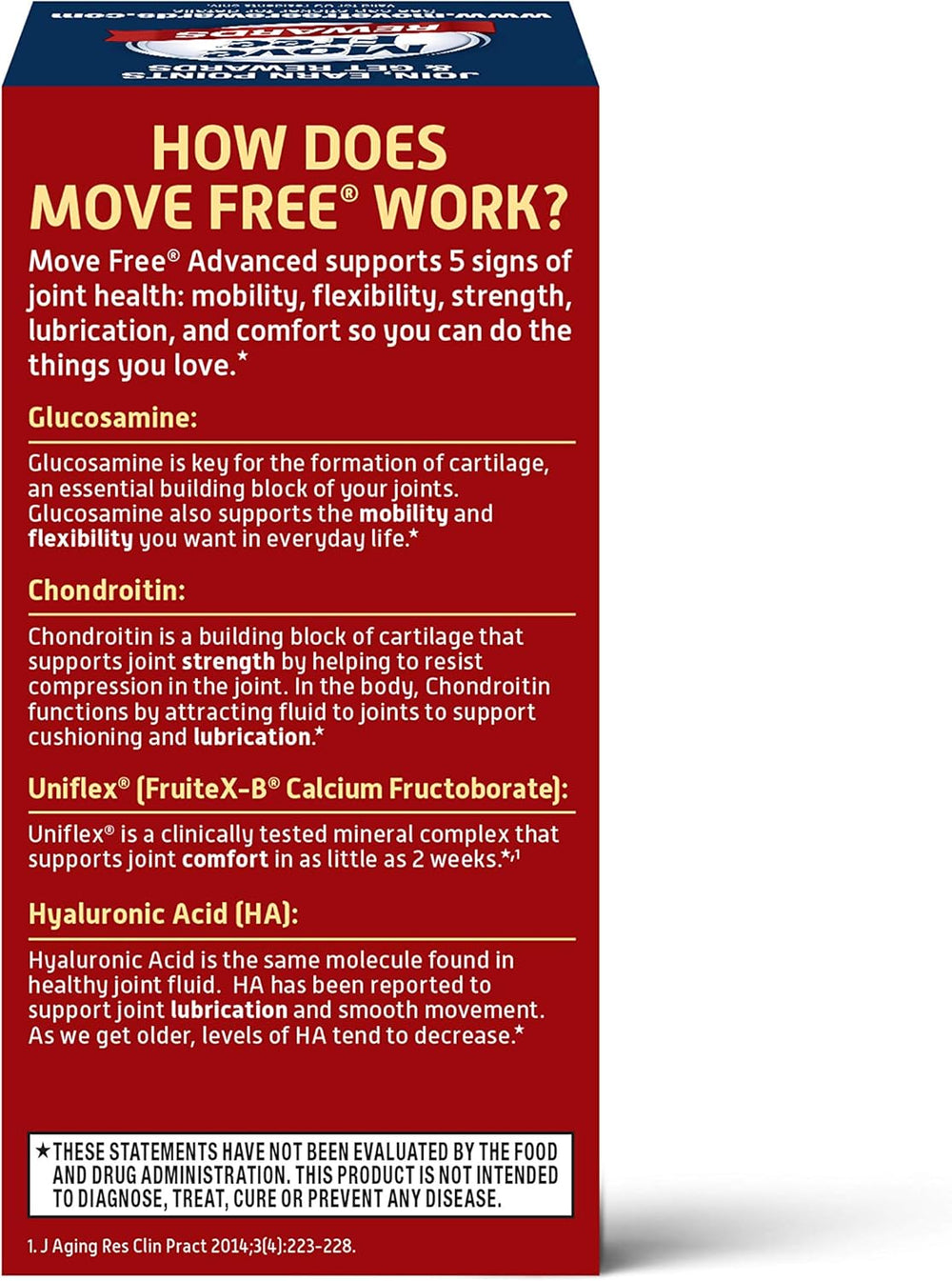 Move Free Advanced Glucosamine Chondroitin + Calcium Fructoborate Joint Support Supplement, Supports Mobility Comfort Strength Flexibility & Bone - 80 Tablets (40 servings)*