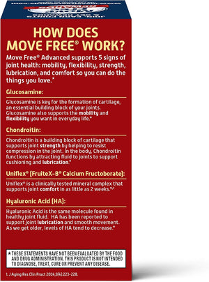 Move Free Advanced Glucosamine Chondroitin + Calcium Fructoborate Joint Support Supplement, Supports Mobility Comfort Strength Flexibility & Bone - 80 Tablets (40 servings)*