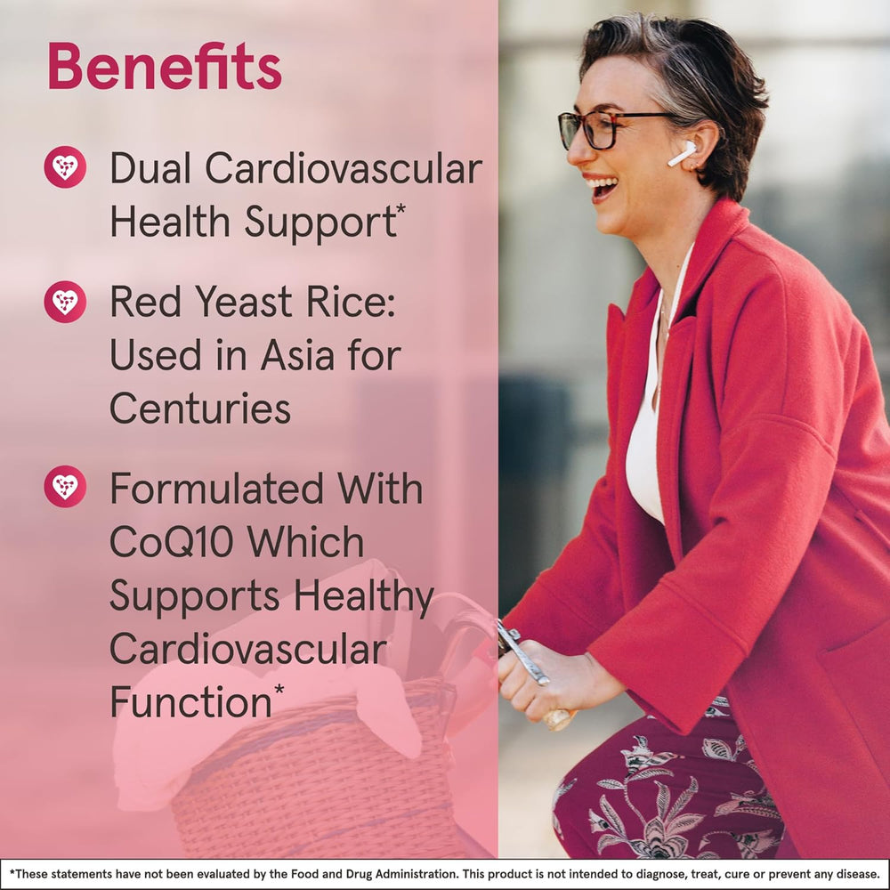 Jarrow Formulas Red Yeast Rice 1200 mg & CoQ10 100 mg Per Serving - 120 Veggie Caps, 60 Servings - Herbal Heart Health Dietary Supplement - Supports Cardiovascular & Cellular Health - Vegan