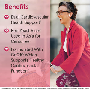 Jarrow Formulas Red Yeast Rice 1200 mg & CoQ10 100 mg Per Serving - 120 Veggie Caps, 60 Servings - Herbal Heart Health Dietary Supplement - Supports Cardiovascular & Cellular Health - Vegan