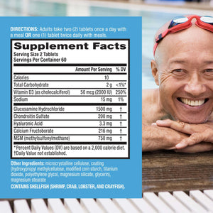 Move Free Advanced Glucosamine Chondroitin MSM + Vitamin D3 Joint Support Supplement, Supports Mobility Comfort Strength Flexibility & Bone + Immune Health - 120 Tablets (60 servings)*
