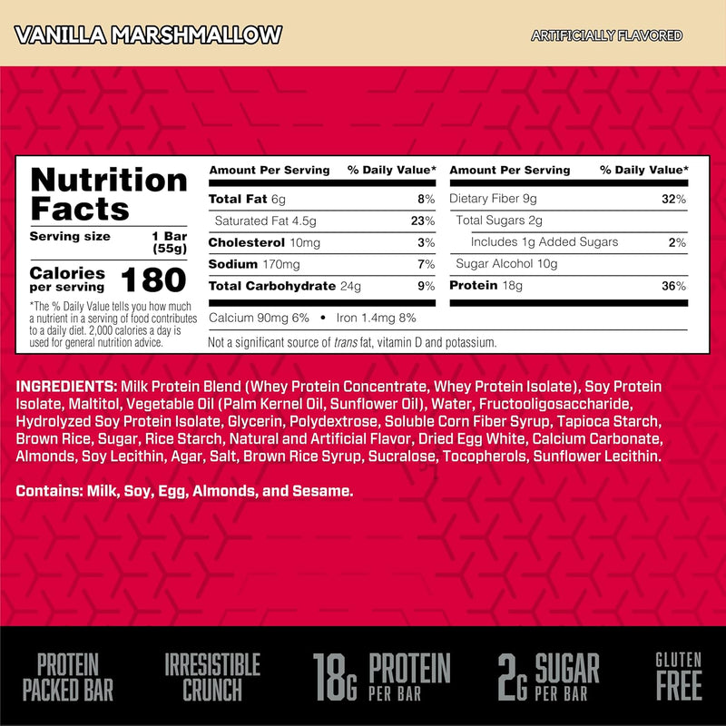 BSN - Syntha-6 Protein Crisp Bar - Svanilla Marshmallow - 12 Count (1.97 oz. each)