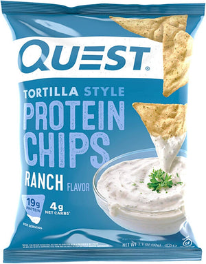 Quest Tortilla Style Protein Chips (Pack of 12) and Chocolate Sprinkled Doughnut Protein Bars (12 Count) Bundle