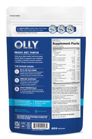 OLLY Men's Multi Gummies, Supports Overall Wellness,* Vitamins A, C, D, E, Bs & Zinc, BlackBerry Blitz Flavored, 65 Day Supply - 130 Count