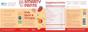 SmartyPants Kids Multivitamin Gummies: Omega 3 Fish Oil (EPA/DHA), Vitamin D3, C, Vitamin B12, B6, A, K & Zinc for Immune Support, Biotin, Gluten Free, Three Fruit Flavors, 120 Count (30 Day Supply)
