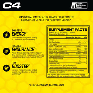 Cellucor C4 Original Pre Workout Powder Frozen Bombsicle Sugar Free Preworkout Energy for Men & Women 150mg Caffeine + Beta Alanine + Creatine - 30 Servings (Packaging May Vary)