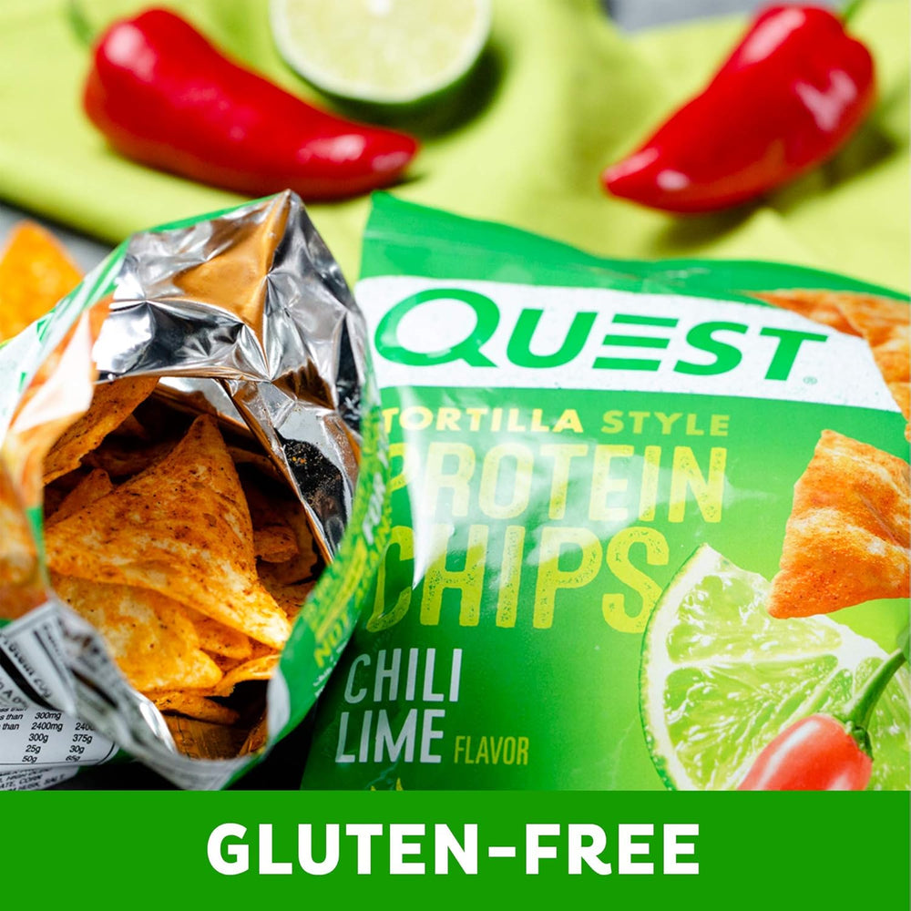 Quest Chili Lime & Atkins Chipotle BBQ Protein Chips Bundle, 20g & 13g Protein Per Serving, 12 Count Each