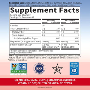 Garden of Life Magnesium Citrate Supplement Gummies with Prebiotics & Probiotics for Stress, Sleep & Recovery - Vegan, Gluten Free, Kosher, Non-GMO, No Added Sugars, Raspberry Flavor, 60 Count