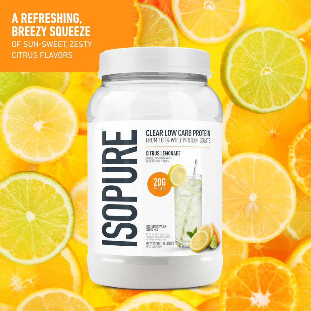 Isopure Clear Whey Isolate Protein Powder, Lactose Free, Gluten Free, Naturally Flavored, Pineapple Orange Banana, 20g Protein Per Serving, 1.9 Lb, 36 Servings (Packaging May Vary)