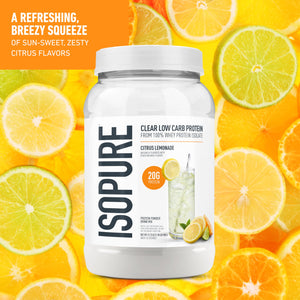 Isopure Clear Whey Isolate Protein Powder, Lactose Free, Gluten Free, Naturally Flavored, Pineapple Orange Banana, 20g Protein Per Serving, 1.9 Lb, 36 Servings (Packaging May Vary)