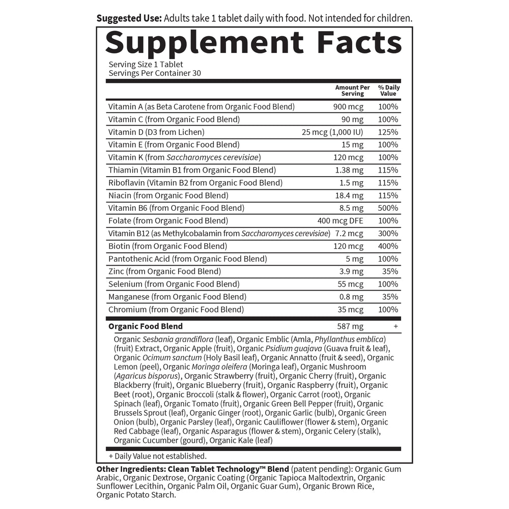 Garden of Life Once Daily Whole Food Multivitamin for Men, Organic Mens Vitamins & Minerals, Vitamin C, Zinc, Vegan, for Health & Well-Being, 60 Tablets