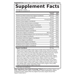 Garden of Life Once Daily Whole Food Multivitamin for Men, Organic Mens Vitamins & Minerals, Vitamin C, Zinc, Vegan, for Health & Well-Being, 30 Tablets