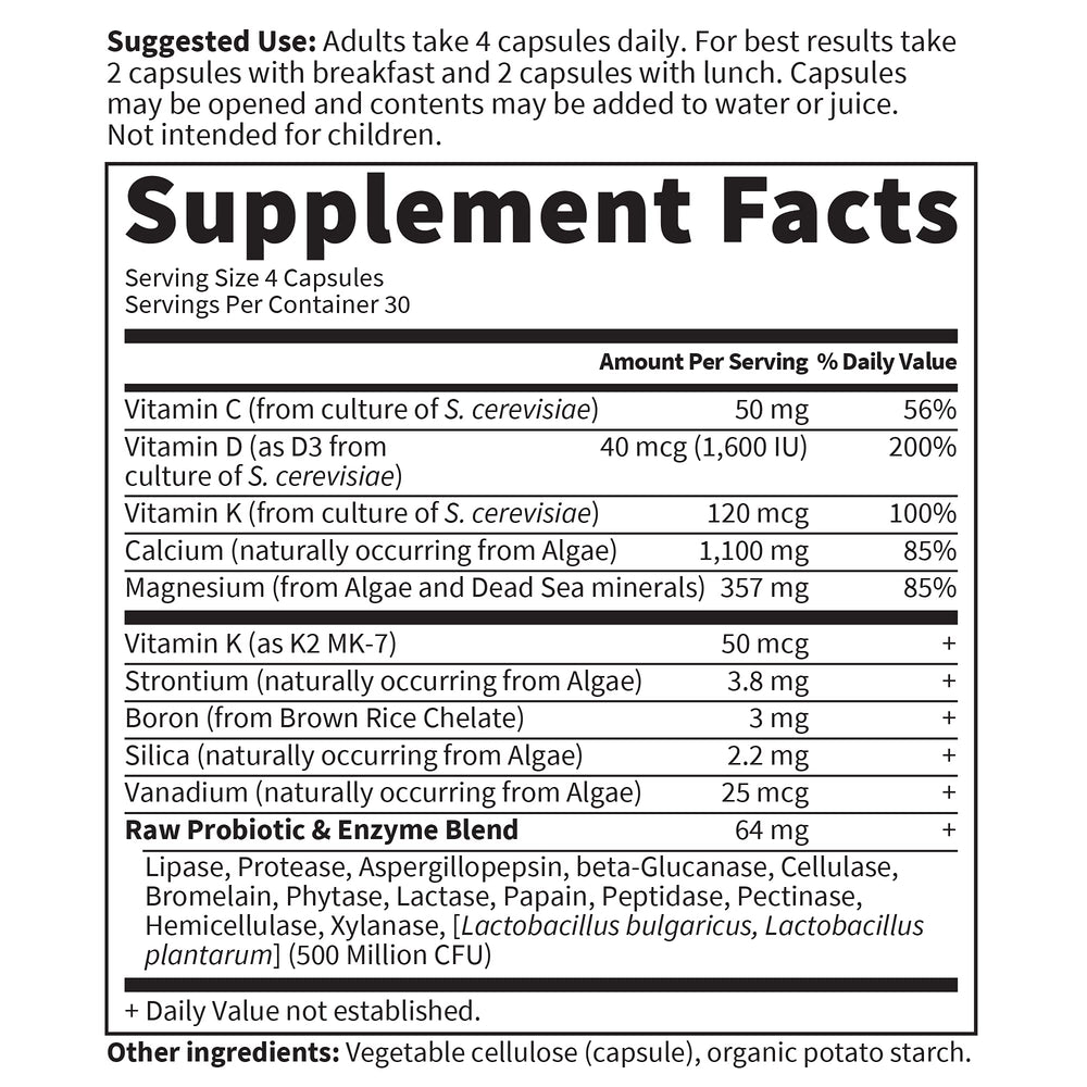 Garden of Life Raw Calcium Supplement for Women and Men - Vitamin Code Made from Whole Foods with Magnesium, K2, Vitamin D3 and Vitamin C plus Probiotics for Digestion, 120 Capsules