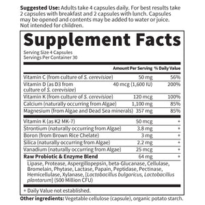 Garden of Life Raw Calcium Supplement for Women and Men - Vitamin Code Made from Whole Foods with Magnesium, K2, Vitamin D3 and Vitamin C plus Probiotics for Digestion, 120 Capsules