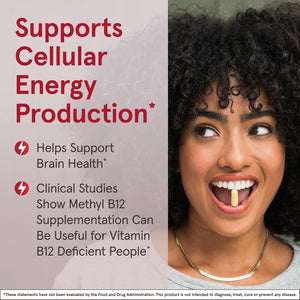 Jarrow Formulas Methyl Vitamin B12 5000 mcg - 60 Chewable Tablets, Naturally Fruit Flavored- Bioactive B12 Vitamin - Supports Cellular Energy Production, Brain Health & Metabolism - 60 Servings