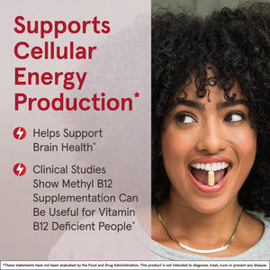 Jarrow Formulas Extra Strength Methyl B-12, Dietary Supplement for Cellular Energy Production, 100 Lemon-Flavored Chewable Tablets, Up to a 100 Day Supply, Pack of 12