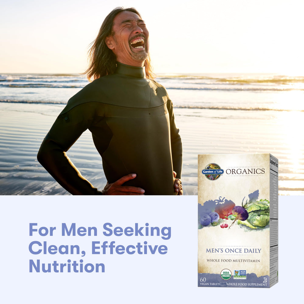 Garden of Life Once Daily Whole Food Multivitamin for Men, Organic Mens Vitamins & Minerals, Vitamin C, Zinc, Vegan, for Health & Well-Being, 30 Tablets