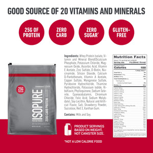 Isopure Bundle of Zero Carb 100% Pure Whey Isolate Protein Powder, Strawberries & Cream, 25g Protein Per Serving, 1 Lb, 15 Servings + Isopure 100% Pure Creatine Monohydrate Powder, 100 Servings