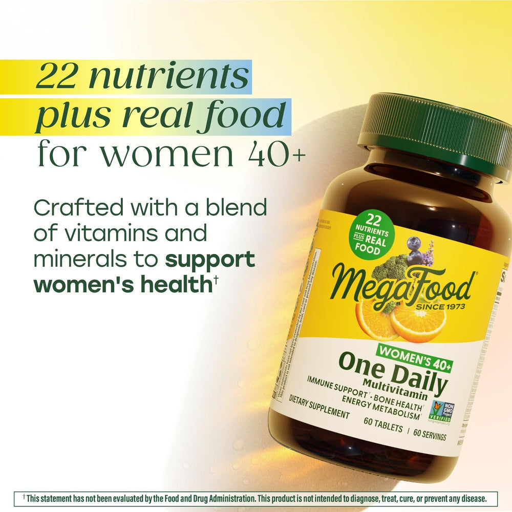 MegaFood Multivitamin for Women 40+ One Daily Womens Multivitamin - with Methylated B12, Methyl Folate, Vitamin D3, C & Zinc - Energy Metabolism, Immune Support & Bone Health, Vegetarian, 60 Tablets