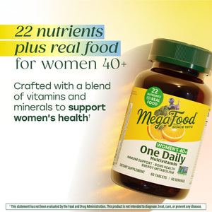 MegaFood Multivitamin for Women 40+ One Daily Womens Multivitamin - with Methylated B12, Methyl Folate, Vitamin D3, C & Zinc - Energy Metabolism, Immune Support & Bone Health, Vegetarian, 60 Tablets