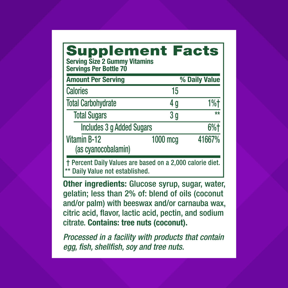 vitafusion Vitamin B12 Gummy Vitamins for Energy Metabolism Support, Raspberry Flavored, America’s Number 1 Gummy Vitamin Brand, 70 Day Supply, 140 Count