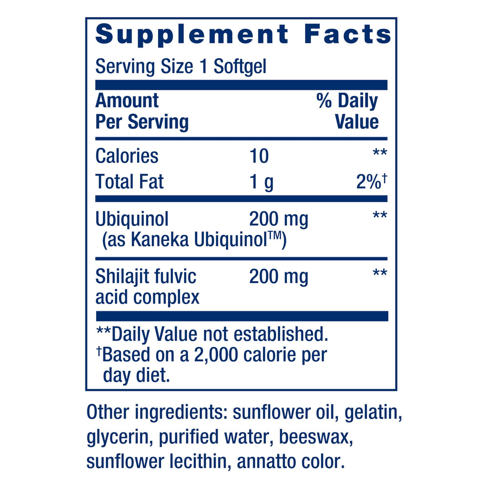 Life Extension Super Ubiquinol CoQ10 with Enhanced Mitochondrial Support, ubiquinol CoQ10, shilajit, potent heart health & cellular energy production support, ultra-absorbable, gluten-free, 60 softgel