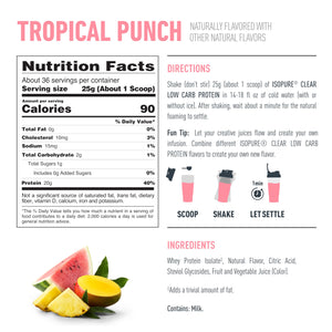 Isopure Clear Whey Isolate Protein Powder, Lactose Free, Gluten Free, Naturally Flavored, Pineapple Orange Banana, 20g Protein Per Serving, 1.9 Lb, 36 Servings (Packaging May Vary)
