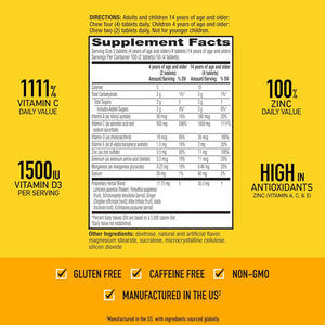 Airborne 1000mg Vitamin C Chewable Tablets With Zinc, Immune Support Supplement With Powerful Antioxidants Vitamins A C & E - 32 Chewable Tablets, Very Berry Flavor