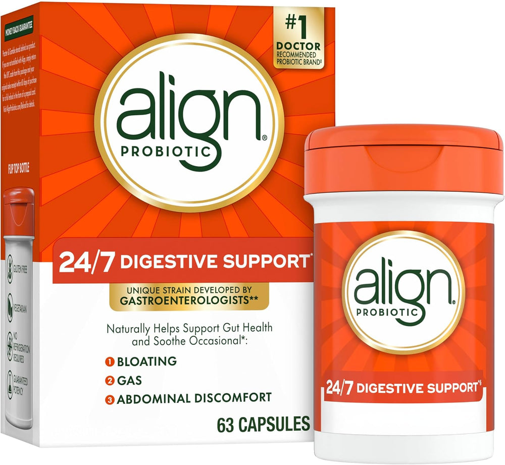 Align Probiotic, Probiotics for Women and Men, Daily Probiotic Supplement for Digestive Health*, #1 Recommended Probiotic by Doctors and Gastroenterologists‡, 63 Capsules