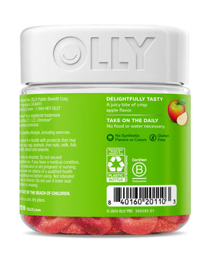 OLLY Metabolism Gummy Rings, Apple Cider Vinegar, Vitamin B12, Chromium, Energy and Digestive Health, Chewable Supplement, Apple Flavor - 30 Count