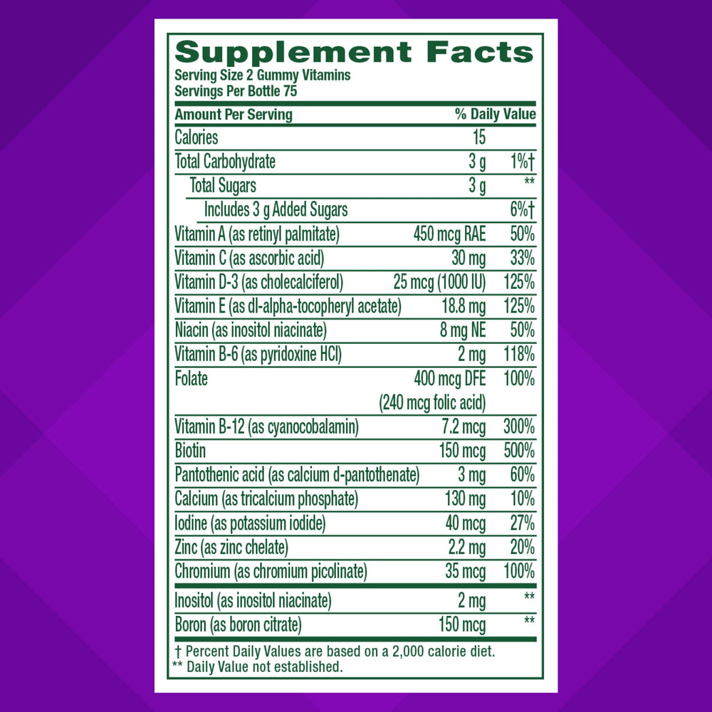 Vitafusion Womens Multivitamin Gummies, Berry Flavored Daily Vitamins for Women with Vitamins A, C, D, E, B-6 and B-12, 150 Count, 75 Day Supply, 150 Count