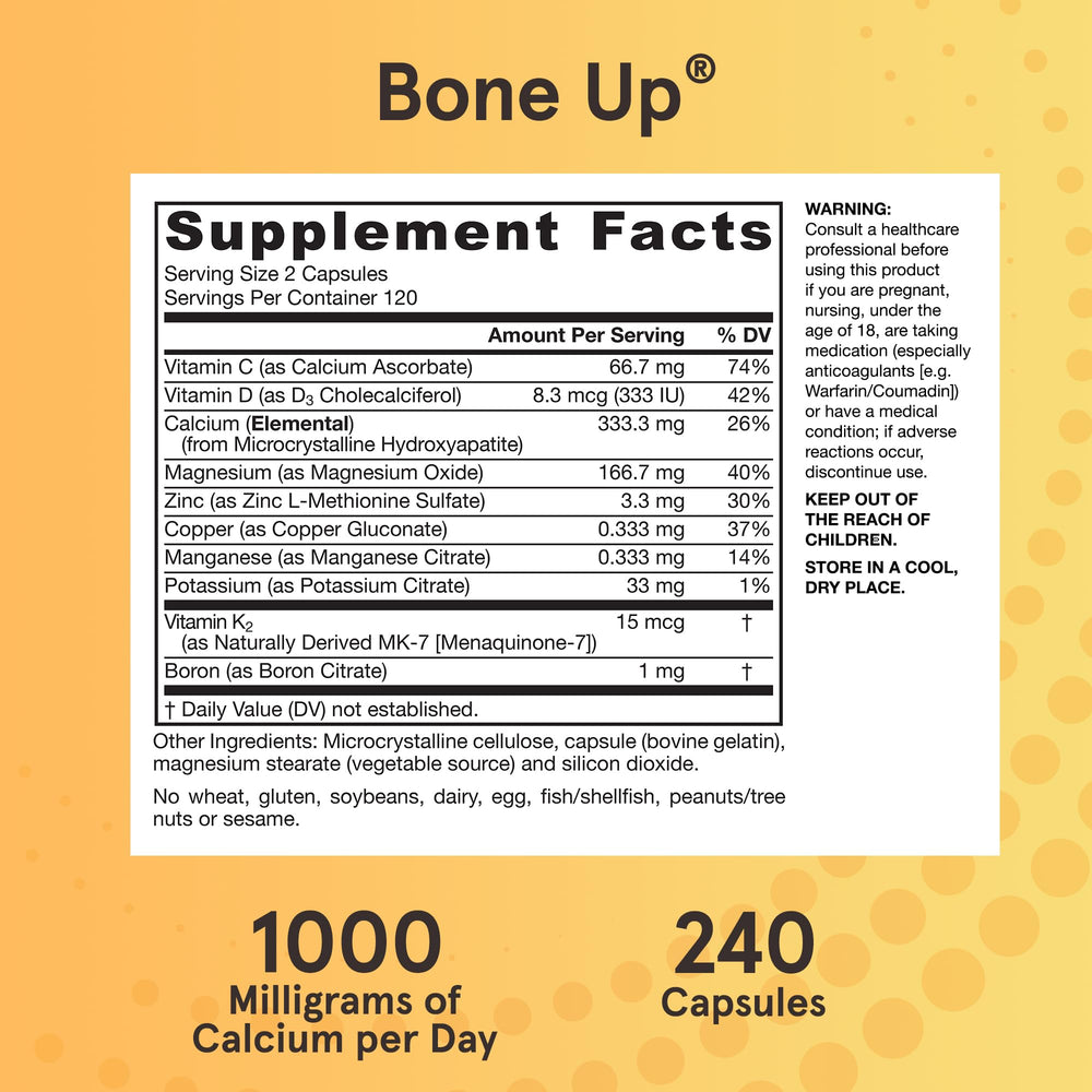 Jarrow Formulas BoneUp for Bone Density - Vitamin D3 and K2, Calcium Support, 240 Capsules, Provides Skeletal Nutrition, Up to 40 Days Supply