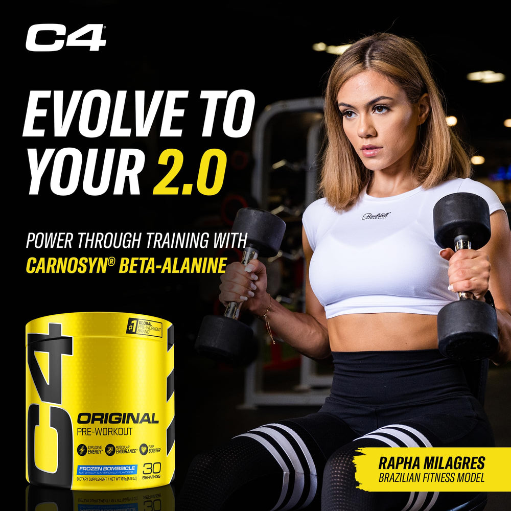 Cellucor C4 Original Pre Workout Powder Frozen Bombsicle Sugar Free Preworkout Energy for Men & Women 150mg Caffeine + Beta Alanine + Creatine - 30 Servings (Packaging May Vary)