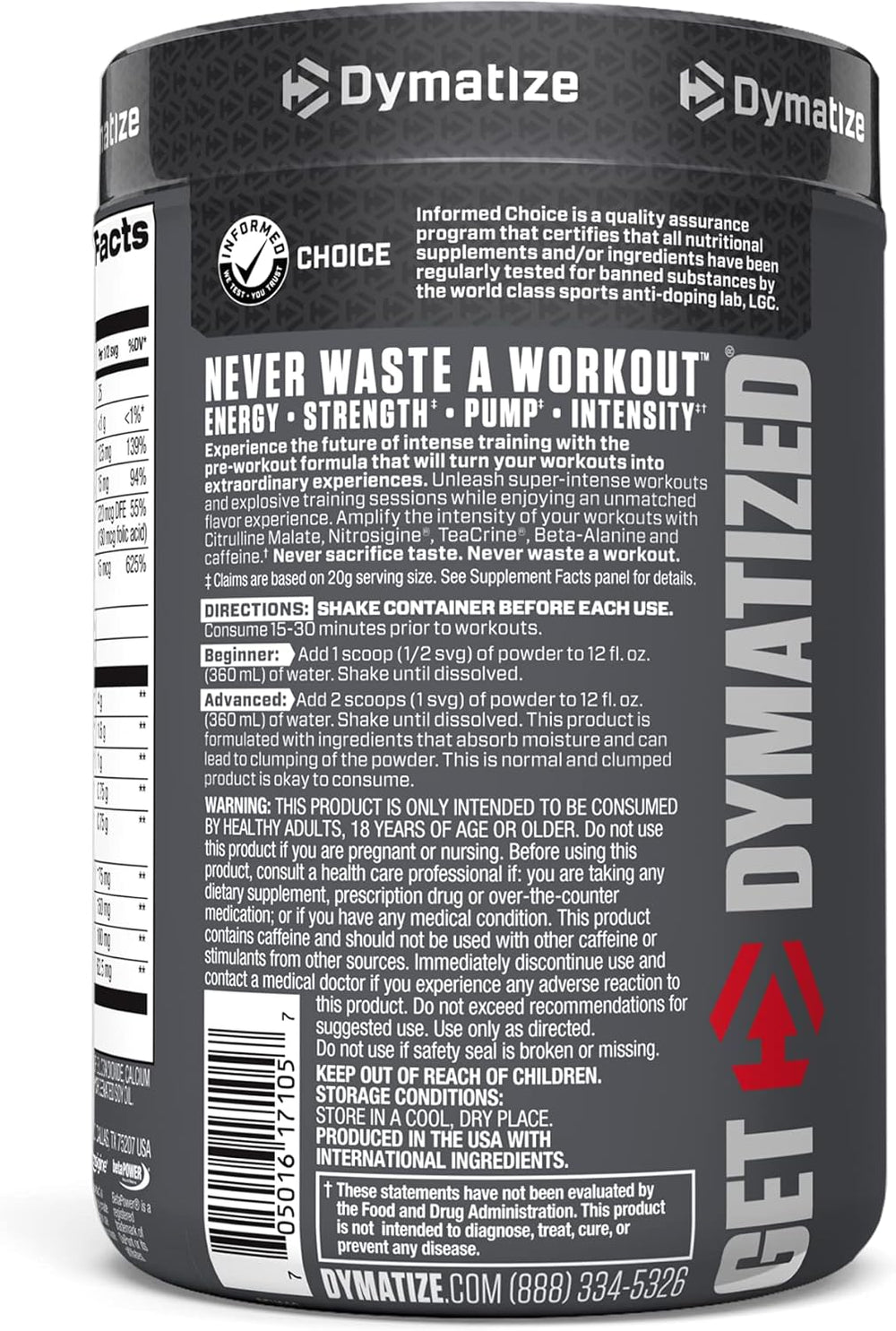 Dymatize Pre Workout Supplement, Cherry Watermelon, 400 Gram