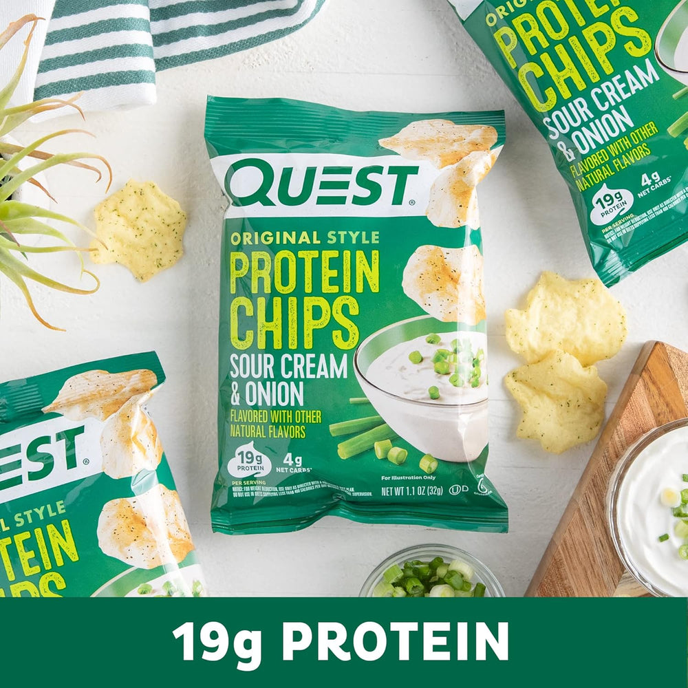 Quest Protein Chips, Sour Cream & Onion, Pack of 12 & Chocolatey Peanut Coated Candies, 1g Sugar, 10g Protein, 12 Count