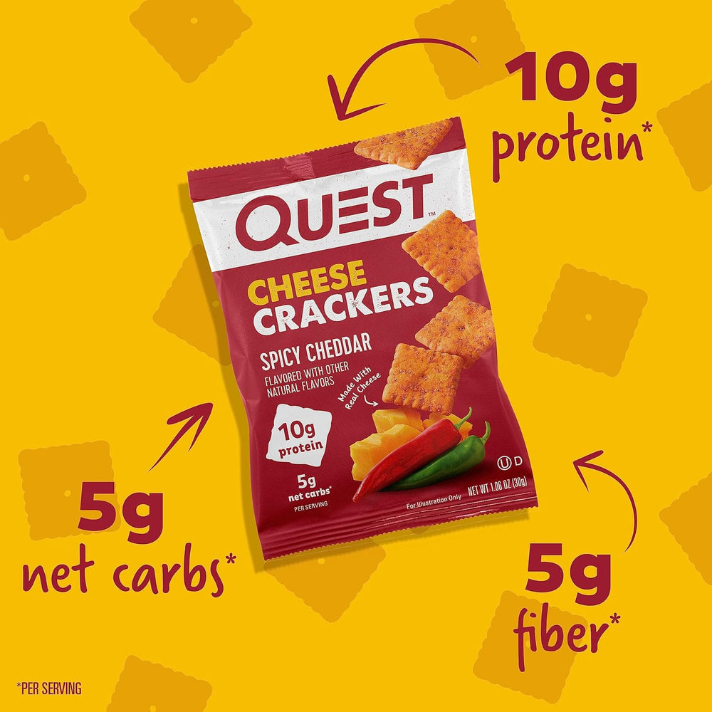 Quest Nutrition Frosted Strawberry Cake Cookies & Spicy Cheddar Cheese Crackers Bundle, 16 Cookies & 12 Bags