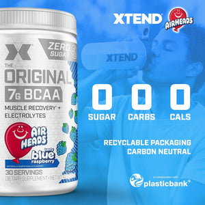 Xtend Original BCAA Powder Airheads Candy Flavor, 7g BCAA and 2.5g L-Glutamine, Sugar Free Post Workout Muscle Recovery Drink with Amino Acids for Men & Women, 30 Servings