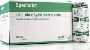 BSN 7368 6 in. x 5 yard Extra-Fast-Setting Green Label Specialist Plaster Bandages, 12 per Box