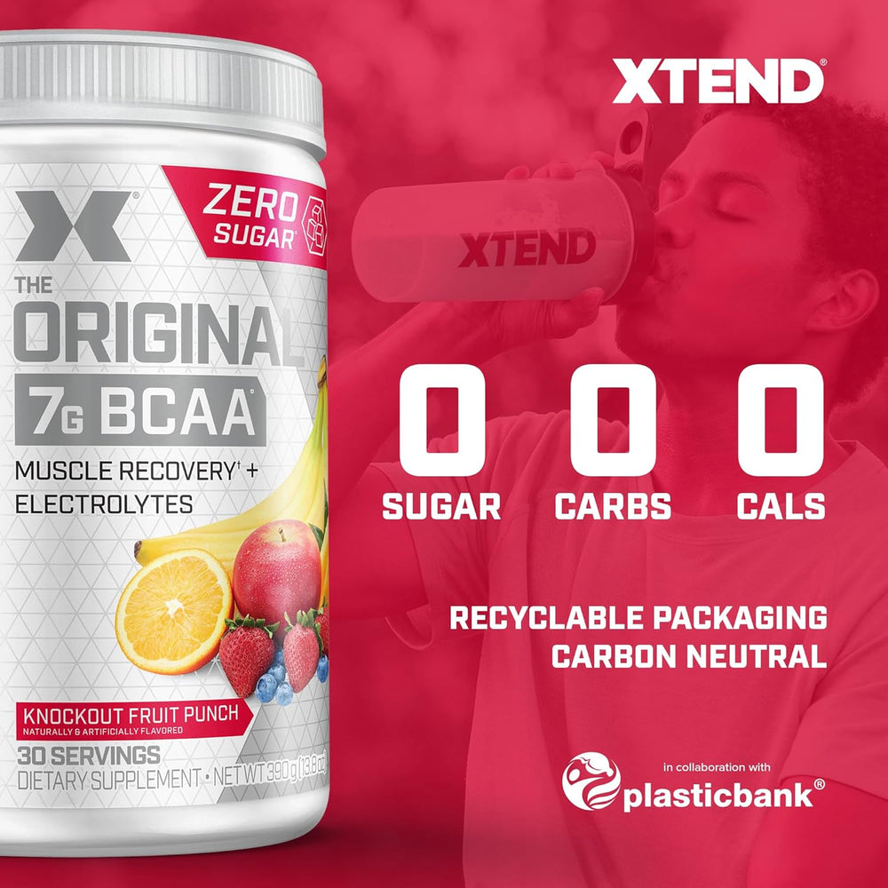 Xtend Original BCAA Powder Airheads Candy Flavor, 7g BCAA and 2.5g L-Glutamine, Sugar Free Post Workout Muscle Recovery Drink with Amino Acids for Men & Women, 30 Servings