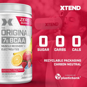 Xtend Original BCAA Powder Airheads Candy Flavor, 7g BCAA and 2.5g L-Glutamine, Sugar Free Post Workout Muscle Recovery Drink with Amino Acids for Men & Women, 30 Servings