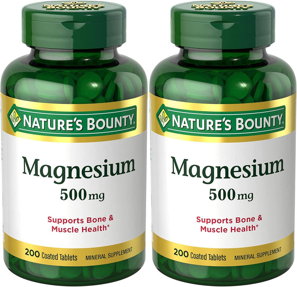 Nature's Bounty Magnesium Supplements 500mg Tablets, Support Bone & Muscle Health, 200 Count (Pack of 4)