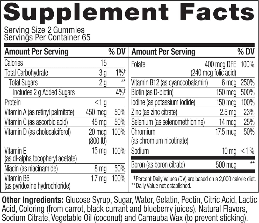 OLLY Women's Daily Multivitamin Gummy, Vitamins A, D, C, E, Biotin, Folic Acid, Adult Chewable Vitamin, Berry Flavor, 65 Day Supply - 130 Count